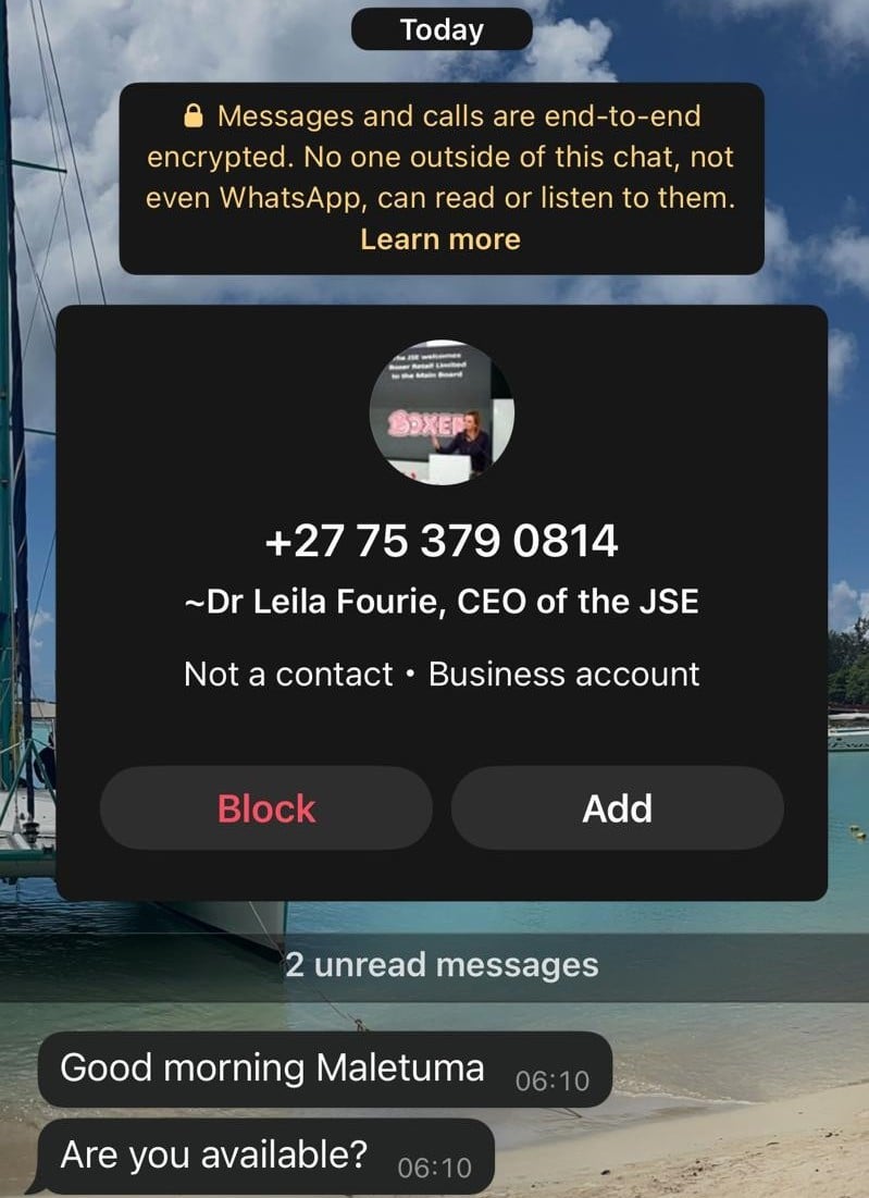 JSE Whatsapp scam alert
